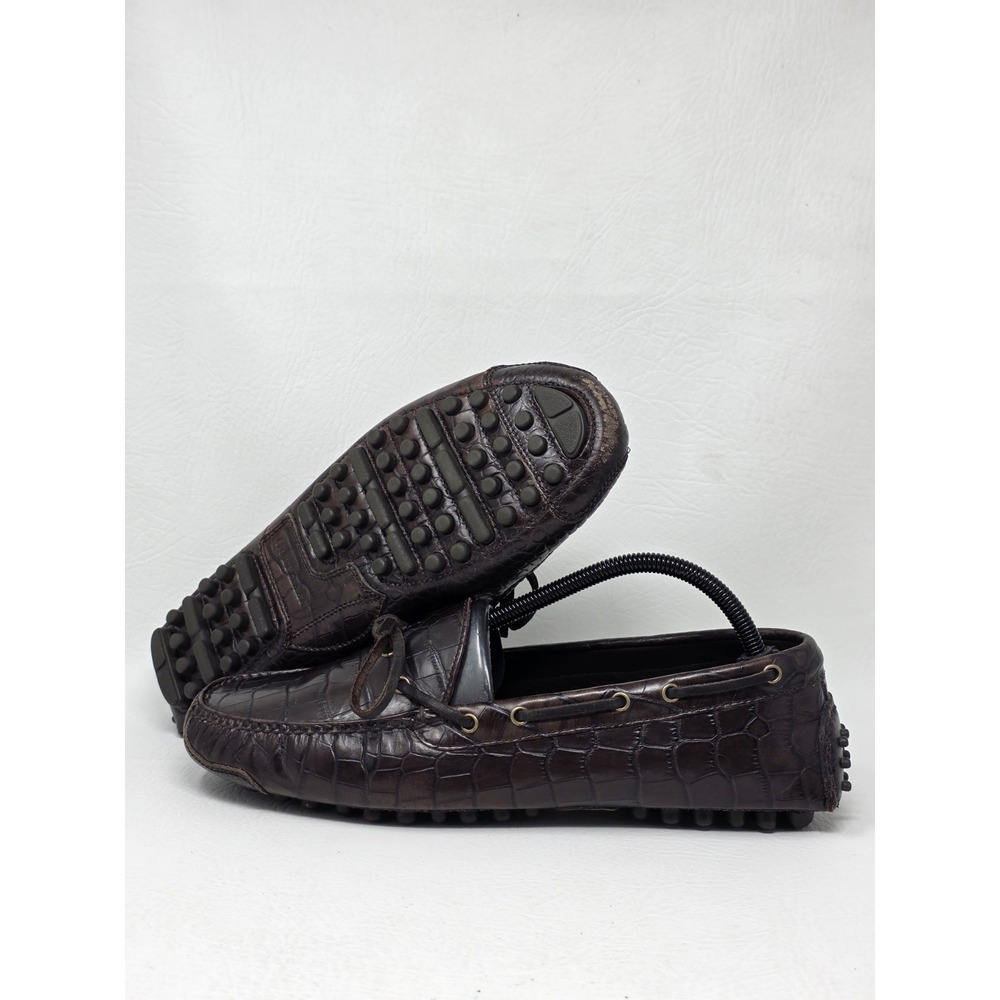 Cole Haan Gunnison Driving Moccasin Loafers Mens Size 9 Brown Croc Leather Shoes